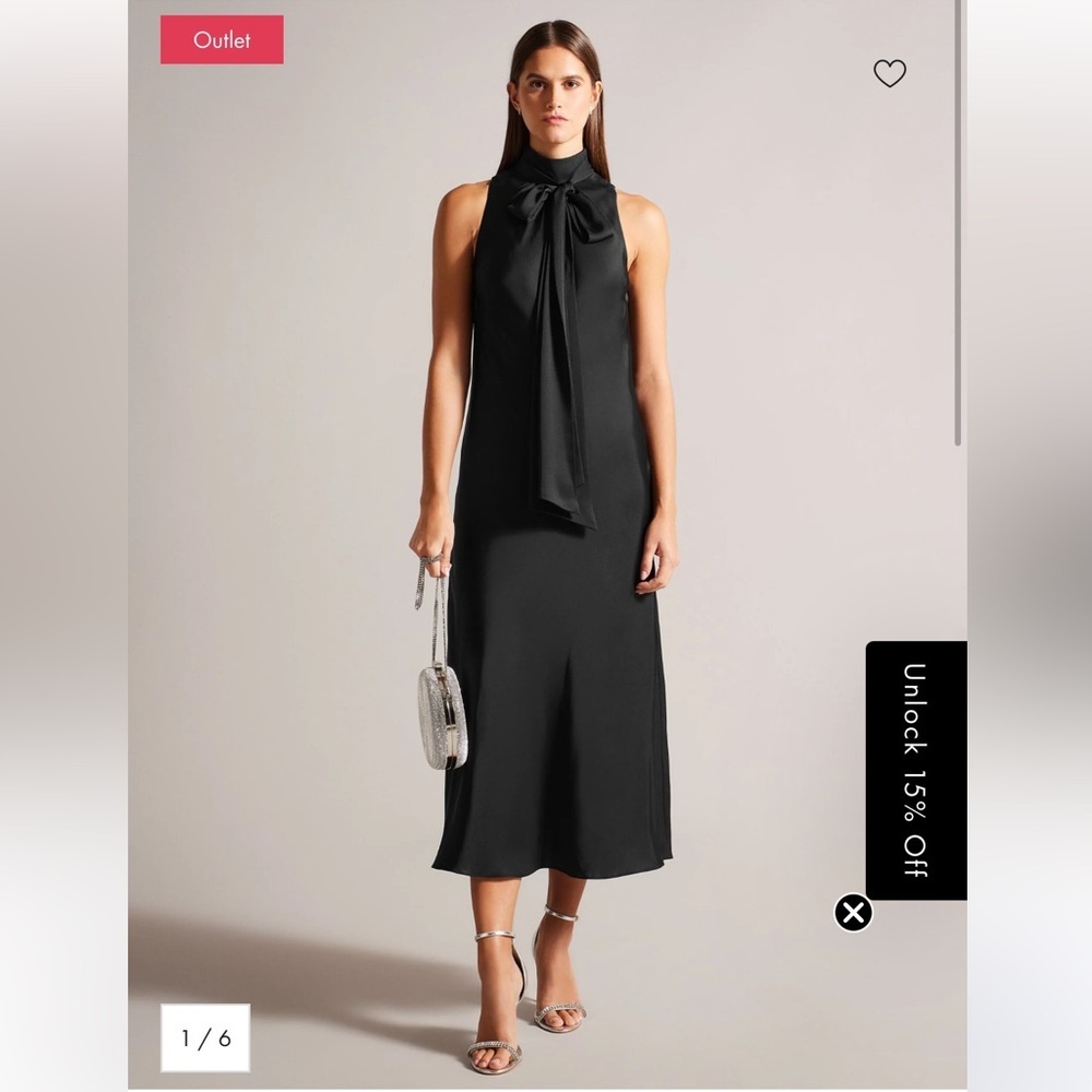 Ted Baker LLAURAA Black Satin Midi Dress